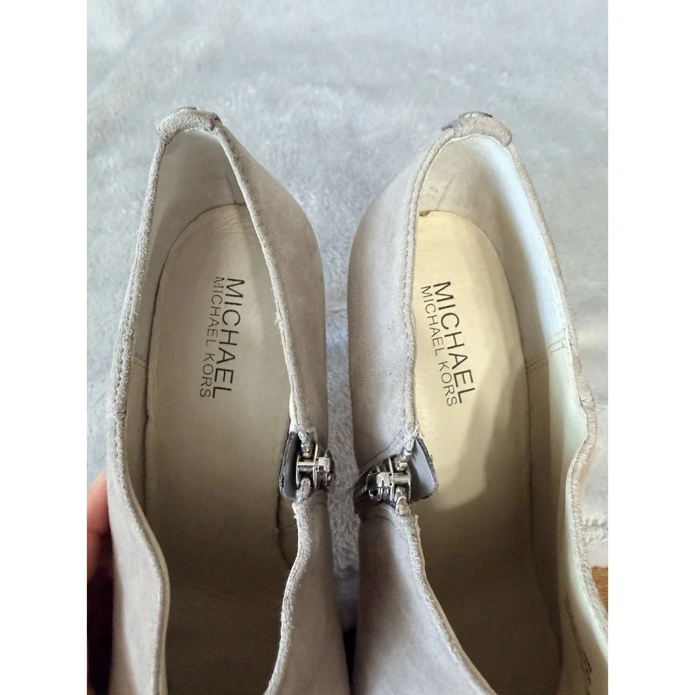 Michael Kors Gray Suede Booties‎ Sammy SZ 9 Boots Heel Leather
